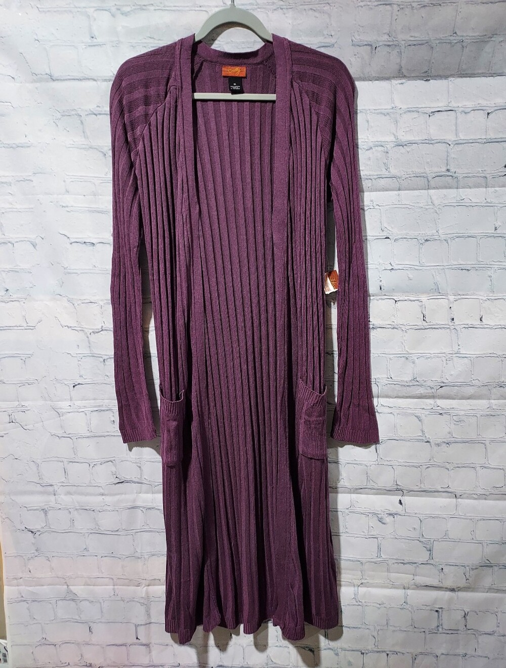 Scully Women's XL Open Front Duster Knit Cardigan Purple Plum Western Cowgirl